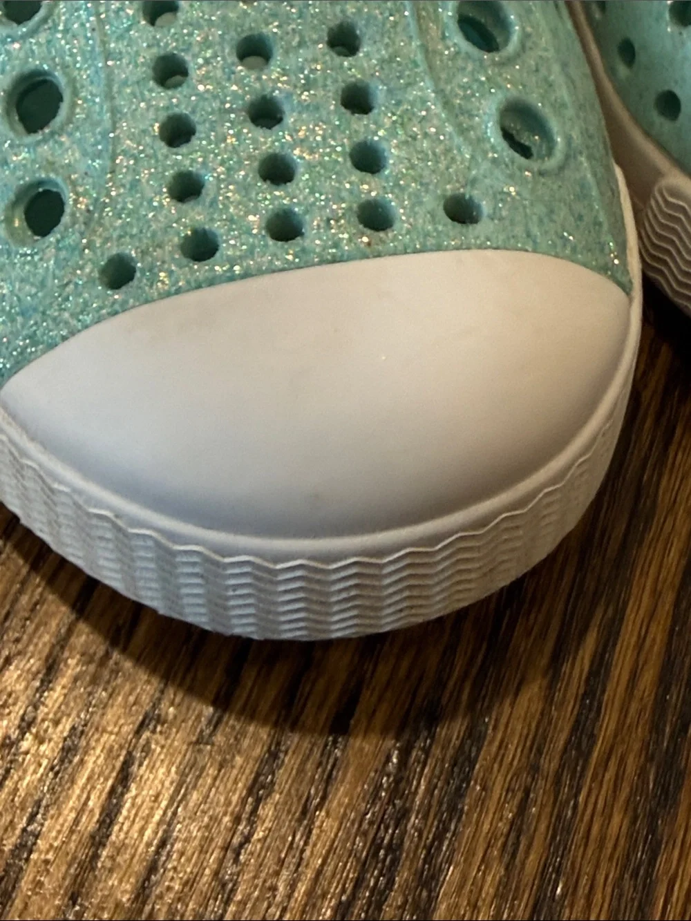 Native Blue & Pink Sparkle Slip-On Water Shoes Size 5